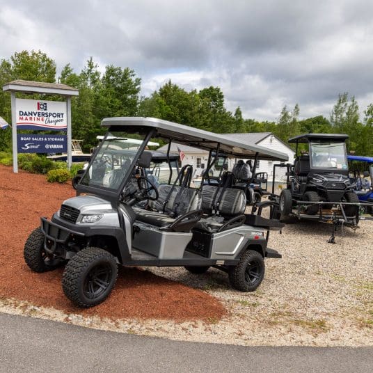 A silver Bintelli golf cart in Ossipee, New Hampshire