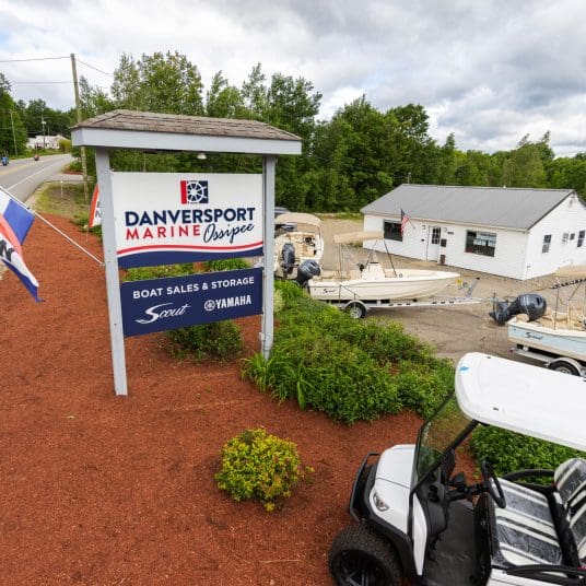 Danversport Marine Ossipee signage and New Hampshire offices and boat storage